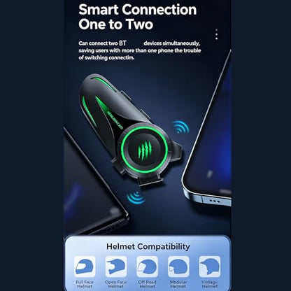 Sanpyl Bluetooth Motorcycle Helmet Headset, Wireless Helmet Headphones with AI Noise Canceling Mic, RGB Lights, 30H Playtime, for Riding