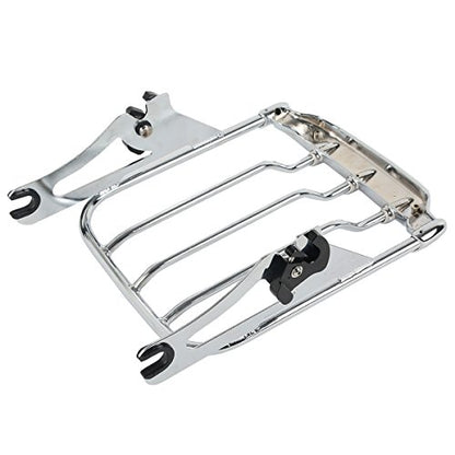 Chrome Detachable Sissy Bar Upright Passenger Backrest Pad & Air Wing Two Up Luggage Rack Fit for Harley Touring Road King Street Glide Road Glide 2009-2025 - color: Chrome #1