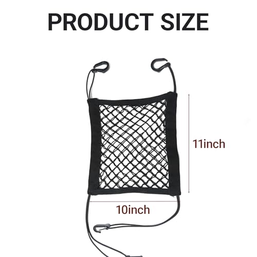 Cargo Net for Motorcycle Helmet Storage, 10"X11" High-Elastic Double Layer Bungee Net with 4 Adjustable Hooks, Luggage Strap Rack Expansion Organizer Pocket for Motorbike Trike Cycle