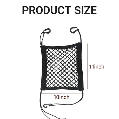 Cargo Net for Motorcycle Helmet Storage, 10"X11" High-Elastic Double Layer Bungee Net with 4 Adjustable Hooks, Luggage Strap Rack Expansion Organizer Pocket for Motorbike Trike Cycle