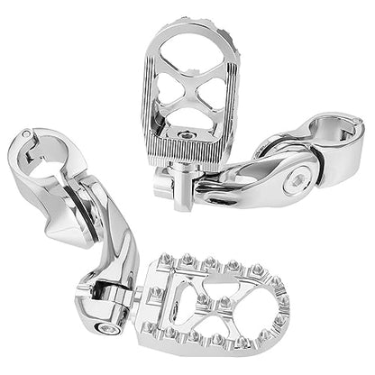 Motorcycle Highway Foot Pegs, FootPeg Pedals, 1.25 inch Highway Bar Footpegs Fit for Harley Touring Honda Kawasaki Suzuki Yamaha (Large Silver) - size: Large Silver