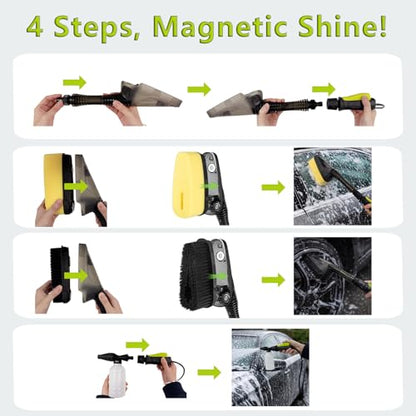 Magnetic Attachment Cleaning Kit for Portable Pressure Washers Includes Foam Sponge Head, Stiff Bristle Brush, Soap Dispenser and Quick-Connect Adapter for Car, Outdoor & Home Use - style: Magnetic Cleaning Kit