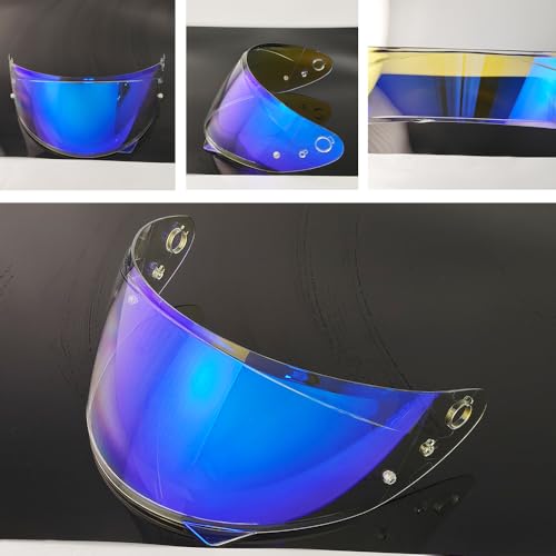 HJ-34P Helmet Visor Replacement for HJC C10.Motorcycle Helmet Shield UV Protection Compatible with HJC C10 (Revo Clear Blue+Anti Fog Film) - color: Anti Fog Film+revo Clear Blue