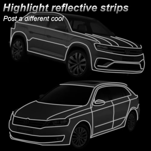 0.4''×197''Car Reflective Strips Stickers for Body Rim,Funny DIY Warning Safety Decoration Strip Decals,Self-Adhesive Night Visibility Reflective Pinstripe Tape for Most Cars,Motorcycle,Bike (Silver)
