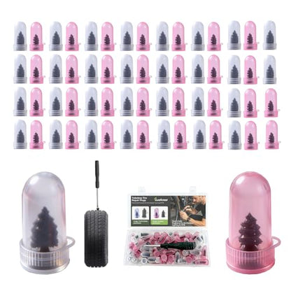 61PCS Tire Repair Rubber Nail Kit with Screwdriver, Screw In Tire Plugs Vacuum Tire Puncture Quick Fix Tool, Self Tapping Rubber Screw Plugs for Car Motorcycle Truck Flat Tire Emergency Repair