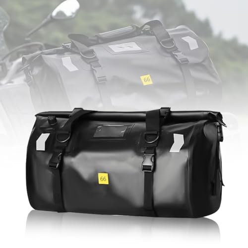 Waterproof PVC Motorcycle Dry Bag 66L Motorcycle Tail Saddle Bag Travel Luggage Storage Bag Roll Pack Bag Black - color: Black no logo