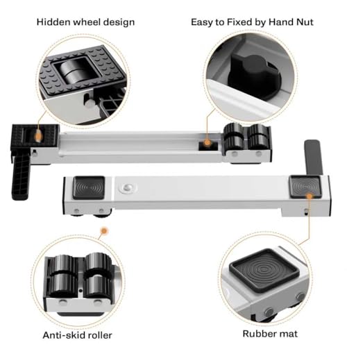 Appliance Rollers Heavy Duty,Newest Extendable Appliance Sliders,Liftable Washing Machine Base,Easily Move Washer and Dryer Machines,Refrigerators,Furniture-White - color: White
