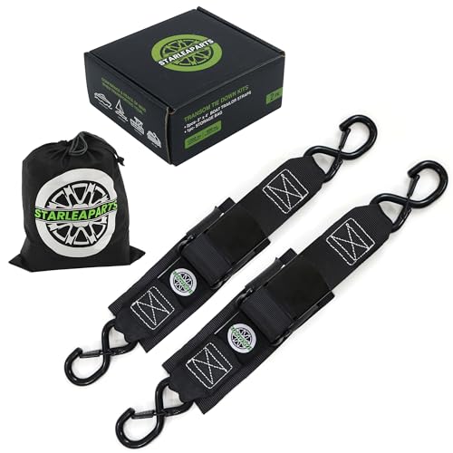 STARLEAPARTS Transom Tie Down Kits (2PK) -2" x 48" Boat Transom Straps - 1,200lb Break Strength Boat Straps for Trailer, Boat or Kayak Secure(Black) - color: Black