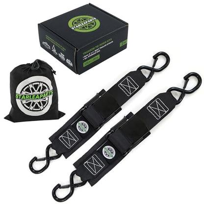 STARLEAPARTS Transom Tie Down Kits (2PK) -2" x 48" Boat Transom Straps - 1,200lb Break Strength Boat Straps for Trailer, Boat or Kayak Secure(Black) - color: Black