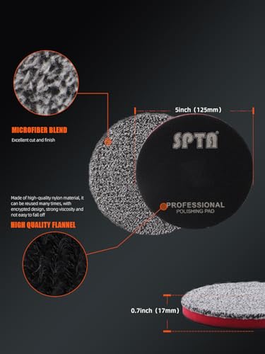 SPTA 5"(125MM) Microfiber Cutting Pads, 3PCS Soft Microfiber Wax Removal Pad, Detailing Wax Applicator Pad, for Waxing and Polishing&Scratch and Vortex Removal, Ultrafine Fiber - color: Gray 5 Inch Sets