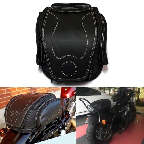 MZS Motorcycle Tail Bag, 26L Expandable Motorcycle Travel Luggage Bag, Rack Trunk Helmet Rear Seat Storage Compatible with Sportster Road King Electra Street Glide Softail Dyna Rebel Vulcan Shadow - size: 26L