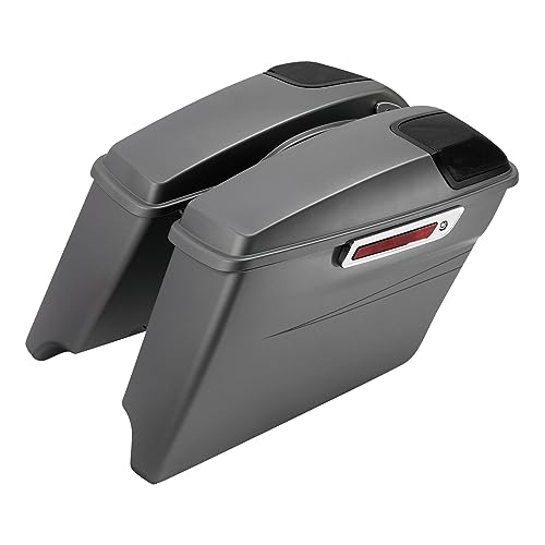 HR3 Charcoal Denim 4" Stretched Hard Saddlebags w/Speaker Lids Compatible with 2017 Street Glide Special FLHXS (Replace for OEM) - color: Charcoal Denim