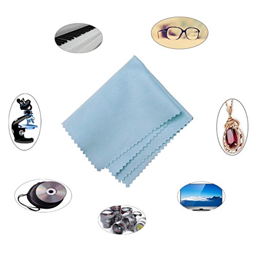Microfiber Screen Cleaning Cloths, HTTX 4-Pack 6 x 7 inches for Cell Phones, Tablets, LCD TV, Laptop, Camera Lenses, Surface Tablet, Monitor, Car GPS Screens, Spectacles, Glasses, Watches [Blue] - color: Blue