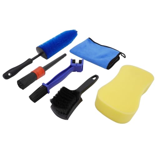 Motorcycle Wheel Cleaning Stand with Cleaning Brush Kit,Universal Roller Paddock for Dirt Street Bike Ebike for Tire Cleaning & Chain Lubrication(Bikes<700 lb & Tire Width<250 mm)(9PCS) - size: 9 Pcs