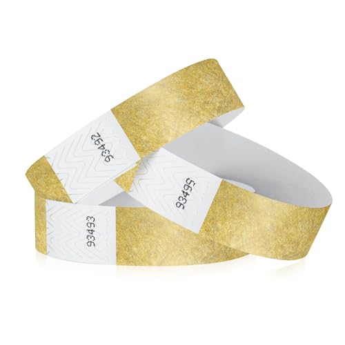 1,000 WristCo Tyvek Metallic Gold Wristbands for Events – Tamper-Proof Design Prevents Reuse – Premium-Grade Bracelets for Hospital & Medical ID, Party, Concert Entry, VIP Identification - color: Metallic Gold