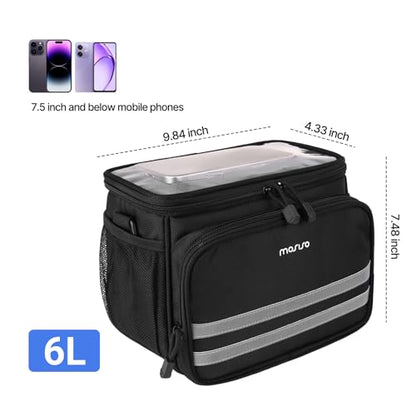 MOSISO Bike Handlebar Bag, Waterproof Handbag Phone Bag with Detachable Shoulder Strap&Rain Cover, Cycling Accessories Tools Pouch Screen Tube Bicycle Bags for Road Mountain Cycling, Black