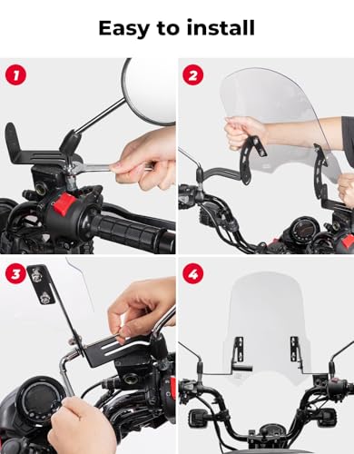 KEMIMOTO Motorcycle Windshield with Clamp Bar Compatible with CT125 2020-2026 Navi 2016-2026 CC110 2013-2025