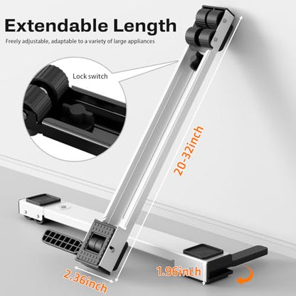 Appliance Rollers Heavy Duty,Newest Extendable Appliance Sliders,Liftable Washing Machine Base,Easily Move Washer and Dryer Machines,Refrigerators,Furniture-White - color: White