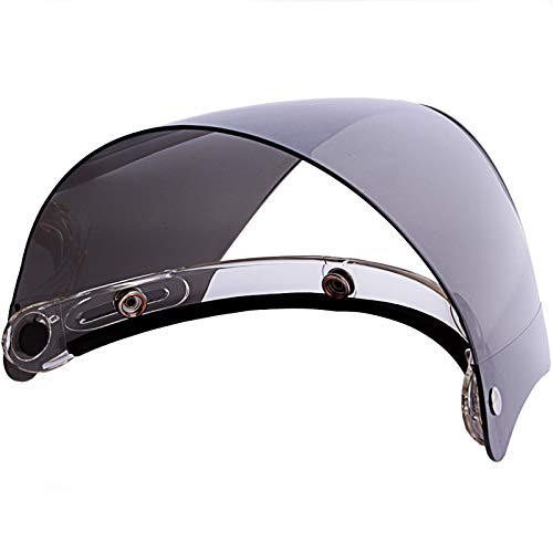 Universal 3 Snap-Button Visor for Open Face Motorcycle Helmet Wind Shield Flip Up Down (Smoke) - color: Smoke