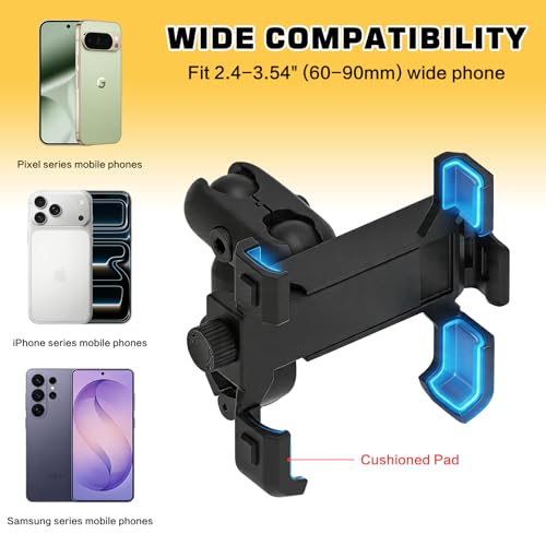 BOJE Motorcycle Bike Scooter ATV Phone Mount, 360° Dual Ball Joints, Aviation Aluminum & Silicone, 1-Hand Quick Lock, Anti-Shake, Open Cooling & Camera Friendly, for 4.7-6.8 Inch Smartphones。