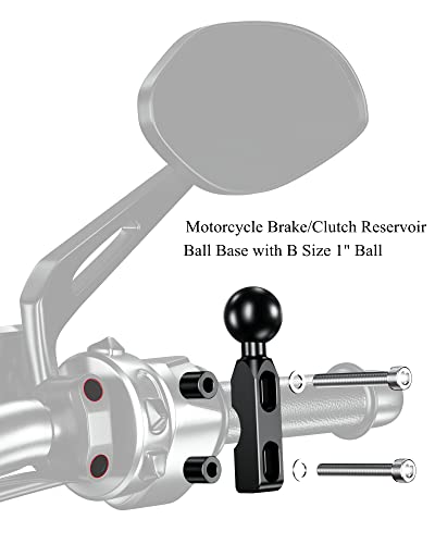 BRCOVAN Aluminum Alloy Mount Base with 1'' TPU Ball | for Motorcycle Brake/Clutch Reservoir, Fit for RAM Mounts B Size 1'' Ball Double Socket Arm & Bike Motorcycle Phone Holder
