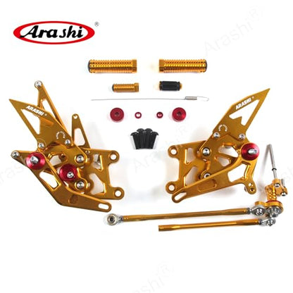 Arashi Version 2.0 Adjustable Rearsets for Honda CBR600RR 2009-2016 ABS include, Gold - color: Gold, size: CBR600RR 2009-2016 ABS include