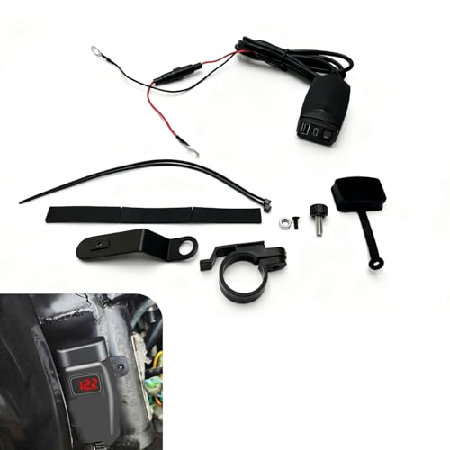 Motorcycle USB Charger, DC12V-24V PD+QC3.0 Fast Charging, TP-C Mobile Phone Car Charger, for 7/8" Handlebar Motorcycles (Black)