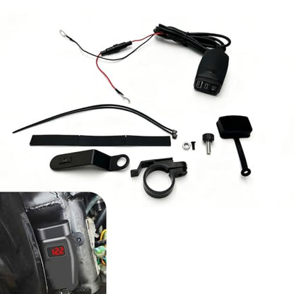 Motorcycle USB Charger, DC12V-24V PD+QC3.0 Fast Charging, TP-C Mobile Phone Car Charger, for 7/8" Handlebar Motorcycles (Black)