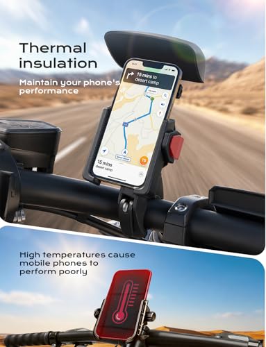 Motorcycle Phone Mount,[1s Auto Lock & Vibration Dampener]Anti-Shake Handlebar Cell Phone Clamp,360° Rotation Bike Phone Holder for iPhone 17 16 Pro Max, Samsung Galaxy S25 Ultra, 4.7-7.2" Smartphones