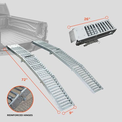 Rockland 72" x 9" Tri-Fold Steel Truck Ramps, 1000 LBS Capacity, Folding Trailer Ramps for Motorcycles, Ebikes, Dirtbikes and ATVs, Heavy Duty Loading Ramps for Trailer Pickup Truck, 2 Pcs - size: Steel Tri-Fold Ramp+1000LBS+72"x9"(Slim)