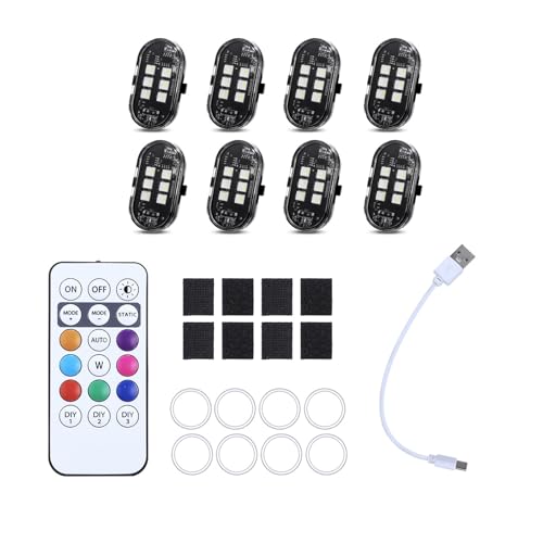2/4 / 6 / 8pcs LED Warning Lights for Motorcycle Car Shockproof Design Light - color: 8 lights