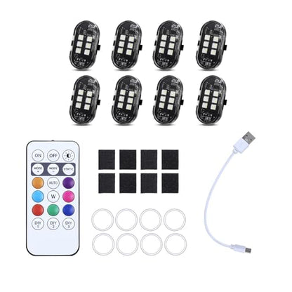 2/4 / 6 / 8pcs LED Warning Lights for Motorcycle Car Shockproof Design Light - color: 8 lights