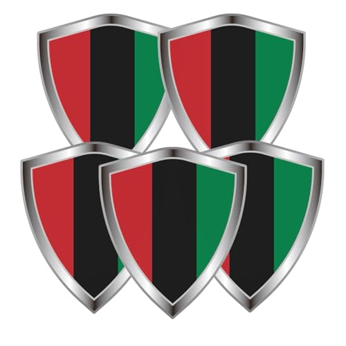 Afro American Flag Decal Sticker - Black Liberation Flags Shield Shape Reflective Vinyl Car Stickers - for Car Window Bumper Laptop Waterproof Sticker (5Pcs) - color: Afro American