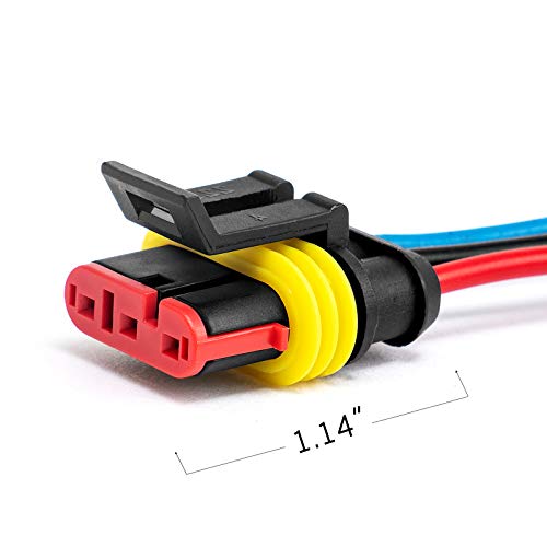 3 Pin Way 16 AWG Car Waterproof Electrical Connector Plug with Wire AWG Marine Pack of 5 - size: 3 Pin