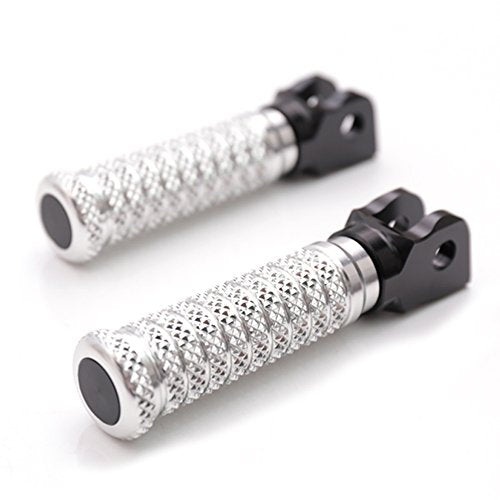 MC MOTOPARTS POLE Silver CNC Front Foot Pegs Compatible with YZF R3 2015-2017 - color: Silver, size: Standard