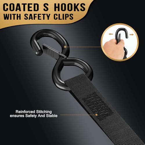 6FT Retractable Ratchet Straps(4-Pack) - 1 Inch (1800 LB Break Strength) Heavy Duty Self Retracting Ratchet Straps with Soft Loops & Storage Bag for Household, Motorcycle, Truck, ATV(Black) - style: 6FT/Black-4 Pack
