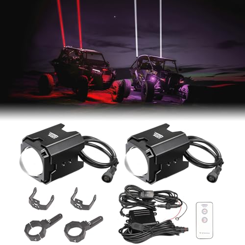 KEMIMOTO Whipless LED Whip Lights w/Mounts Fit 1.5''-2'' Roll Cage Compatible with Polaris RZR Can-Am Maverick X3 CFmoto Kawasaki, Multi-Color Scratch-resistant Alien Lights for SXS - size: 50 mm diameter