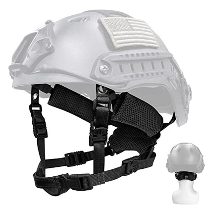 Tactical Helmet Chin Strap Adjustable Dial 4 Points Suspension System with Bolts and Screws for Tactical Fast MICH Bump Helmet Accessory - color: Black