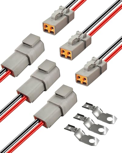 12 AWG 2 Pin DTP Connector, 2 Way Automotive Waterproof Electrical Connectors Heavy Duty, 12 Gauge Cable Wire Male and Female Quick Connect Harness for Car Truck Boat LED-3 Pack - style: 2 Pin:12AWG