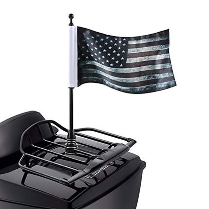 Motorcycle Flagpole Mount with Pirate Safety Flag for Harley Honda Goldwing CB VTX CBR Yamaha - Fits 1/2" Round Luggage Rack - color: Pirate Safety Flag