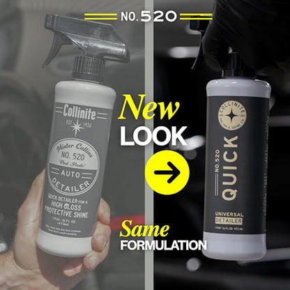 Collinite 520 Quick Detailer-Super Slick, Streak-Free, Waterless Wash + Clay Lubricant + Paint Protection/Gloss Amplifier. Fast+ Easy Spray & Wipe Results for Cars, Trucks, Motorcycles (16 fl oz)