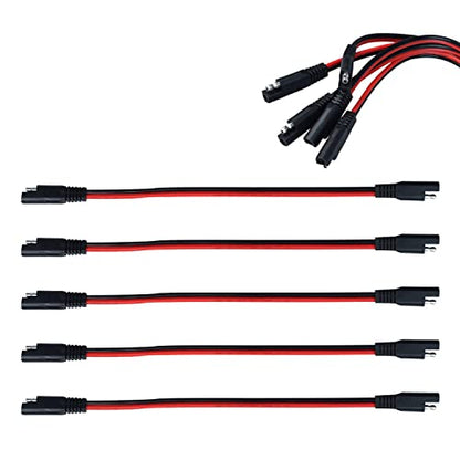 5 Pack 10 Gauge 2 Pin Quick Disconnect Polarized Wire Harness SAE Connector Bullet Lead Cable for Motorcycle Boat Car Tractor - 12in Red and Black Wire (5PCS 12IN 10GAUGE) - style: 10 Gauge