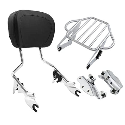 TCT-MOTORPARTS Detachable Backrest Sissy Bar w/Docking Hardware Kits Luggage Rack for Harley Touring Street Glide Road King 2009-2013 - color: Chrome #2(2009-2013)