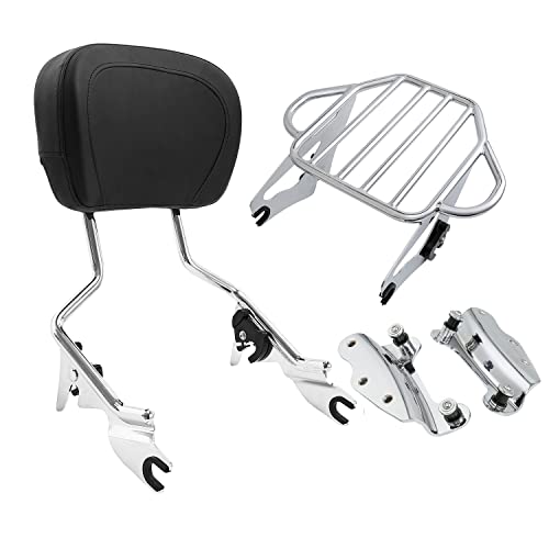 TCT-MOTORPARTS Detachable Backrest Sissy Bar w/Docking Hardware Kits Luggage Rack for Harley Touring Street Glide Road King 2009-2013 - color: Chrome #2(2009-2013)