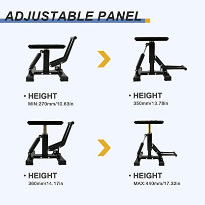 POLARBEAR Dirt Bike Stand Adjustable Jack Stand 1200Lbs Capacity Engine Stand Vertical Rise Easy Operated for ATV Dirt Bike Maintenance Lightweight(Black) - color: Black