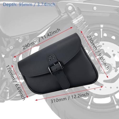 Dream Apparel Motorcycle Swingarm Bag with Black Synthetic Leather, Swing Arm Bag Motorcycle Saddlebag Left Side Tool Bag Fit for Sportster Street Rebel 300 500 Dual Shock Models, An Adjustable Strap - size: Medium
