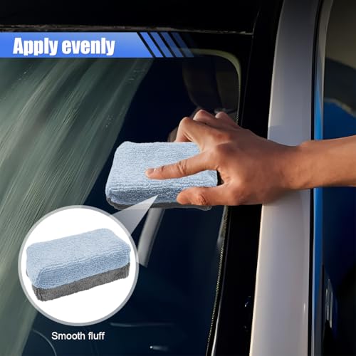 12PCS Ceramic Coating Applicator Sponge, Microfiber Rectangular Auto Polishing Cleaning Pads, Universal Automotive Detailing Sponge for Car Wax, Paint, Sealant Application (Blue) - color: Blue