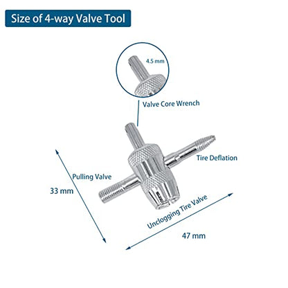 ZUFECY Tire Valve Removal Tool Installation Kit, 4-Way Valve Tool Single/Dual Head Valve Core Remover Tire Repair Stem Tool (6PCS)