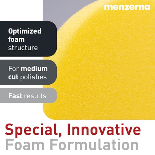 menzerna 3.5 Inch 2X Premium Polishing Pads Medium Cut for Medium Fine Polishing I Body Repair & Detailing Pads with Safety Edge & Velcro Attachment I Washable & Long Lasting - style: Medium Cut Pad