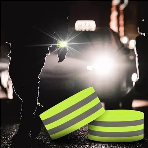 28PCS Reflect Straps for Night Walking Cycling Running Safety Reflector Tape Reflective Bands for Wrist Arm Ankle Leg High Visibility Green